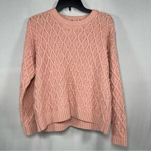 Pink Diamond Cable Knit Sweater Cupcakes and Cashmere Cotton Blend Pullover M